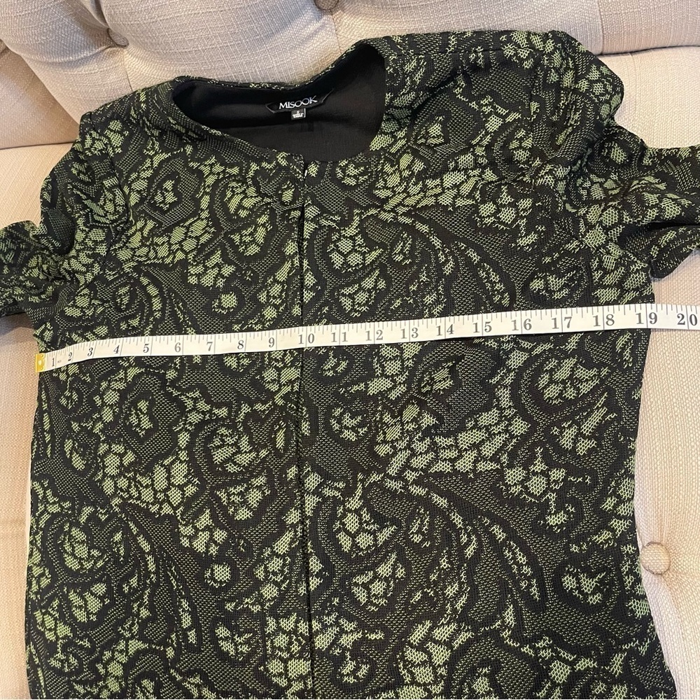 Misook Heritage Fit Open Front Cardigan Jacket Green Black Lace Sweater Small - Picture 8 of 10